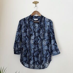 L'Agence Blue Snake Print Ryan Blouse Small Flaw